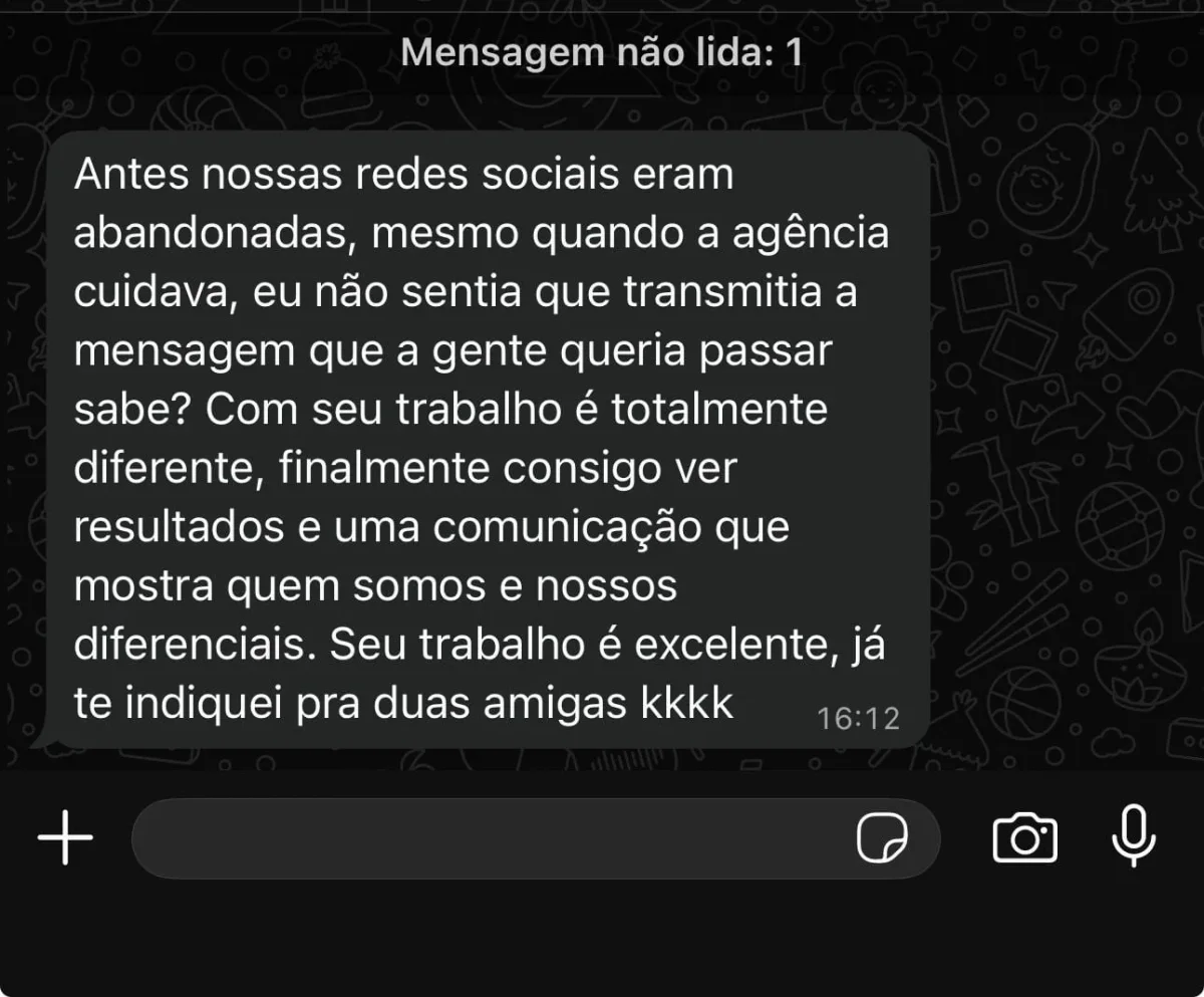 Captura da mensagem de WhatsApp com este depoimento